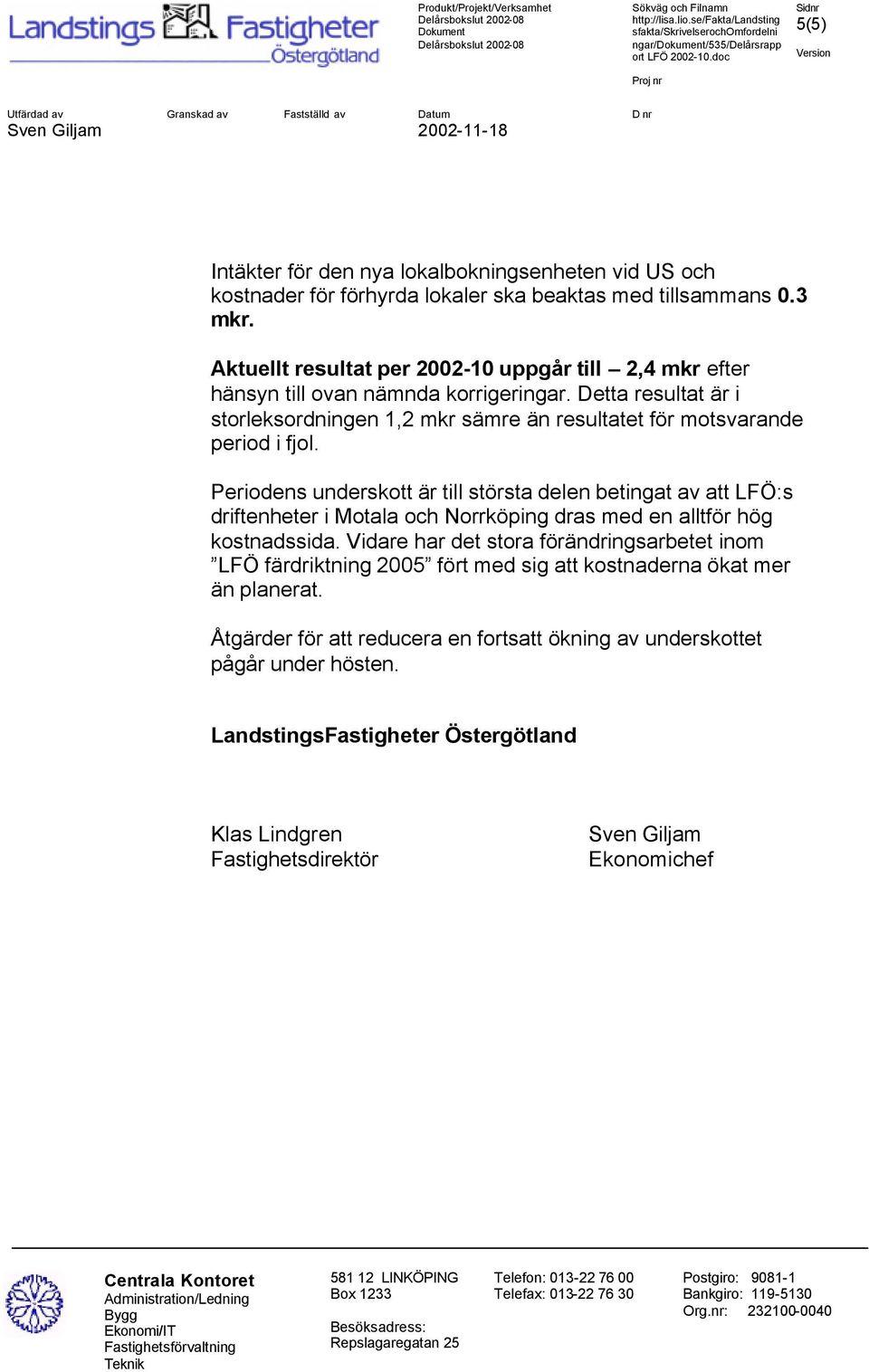 Detta resultat är i storleksordningen 1,2 mkr sämre än resultatet för motsvarande period i fjol.