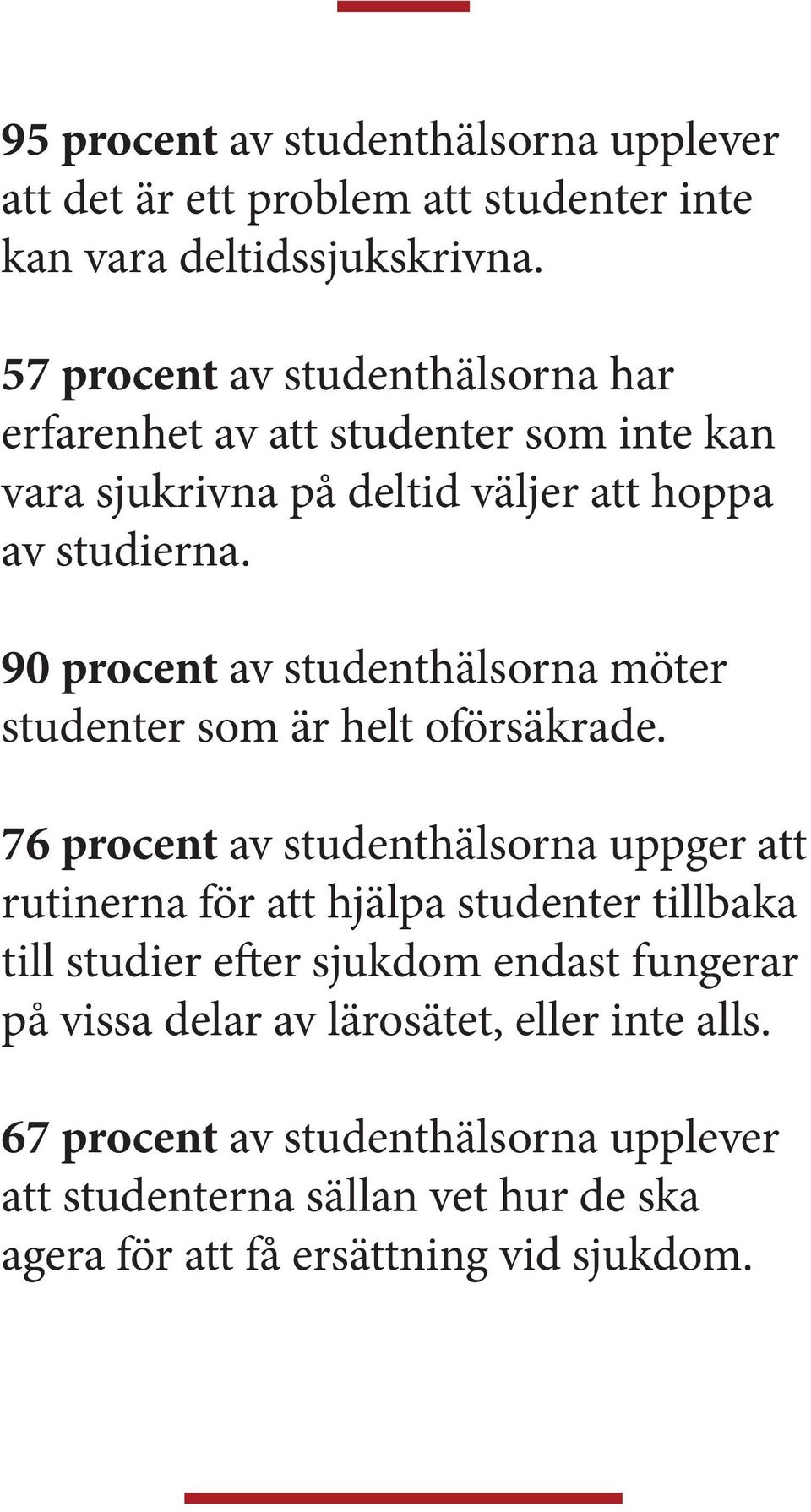 90 procent av studenthälsorna möter studenter som är helt oförsäkrade.