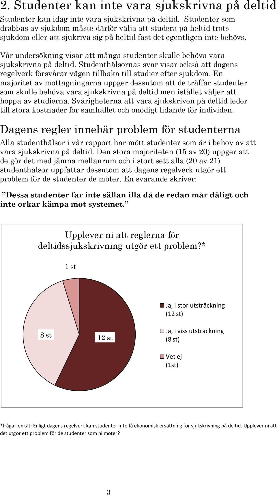 Vår undersökning visar att många studenter skulle behöva vara sjukskrivna på deltid. Studenthälsornas svar visar också att dagens regelverk försvårar vägen tillbaka till studier efter sjukdom.