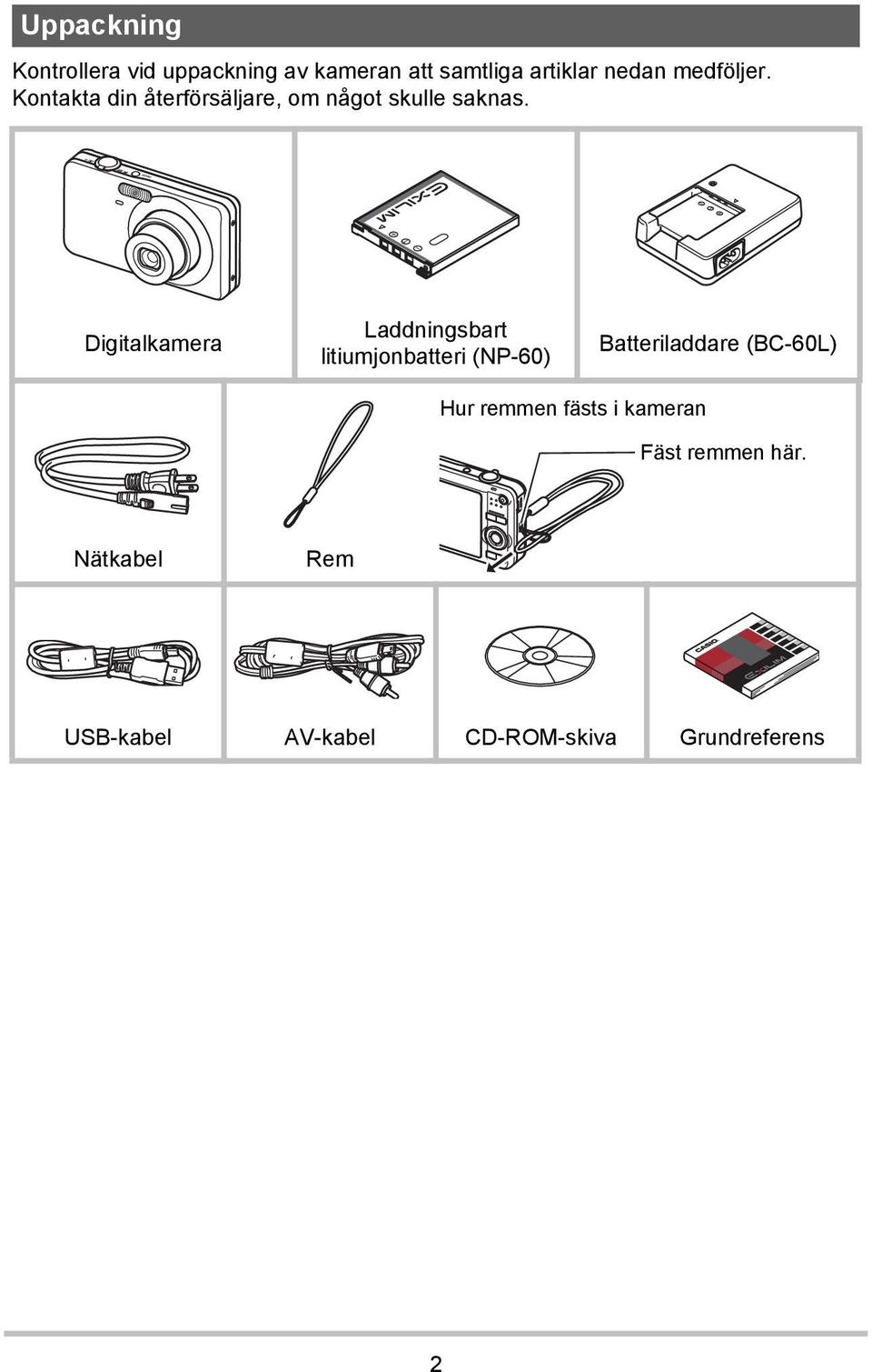 Digitalkamera Laddningsbart litiumjonbatteri (NP-60) Batteriladdare (BC-60L) Hur