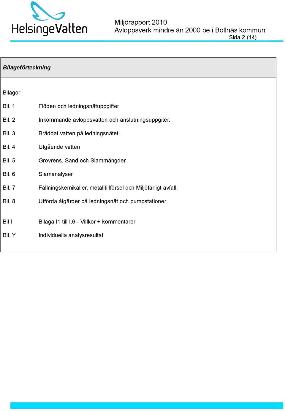 . Utgående vatten Grovrens, Sand och Slammängder Slamanalyser Fällningskemikalier, metalltillförsel och Miljöfarligt