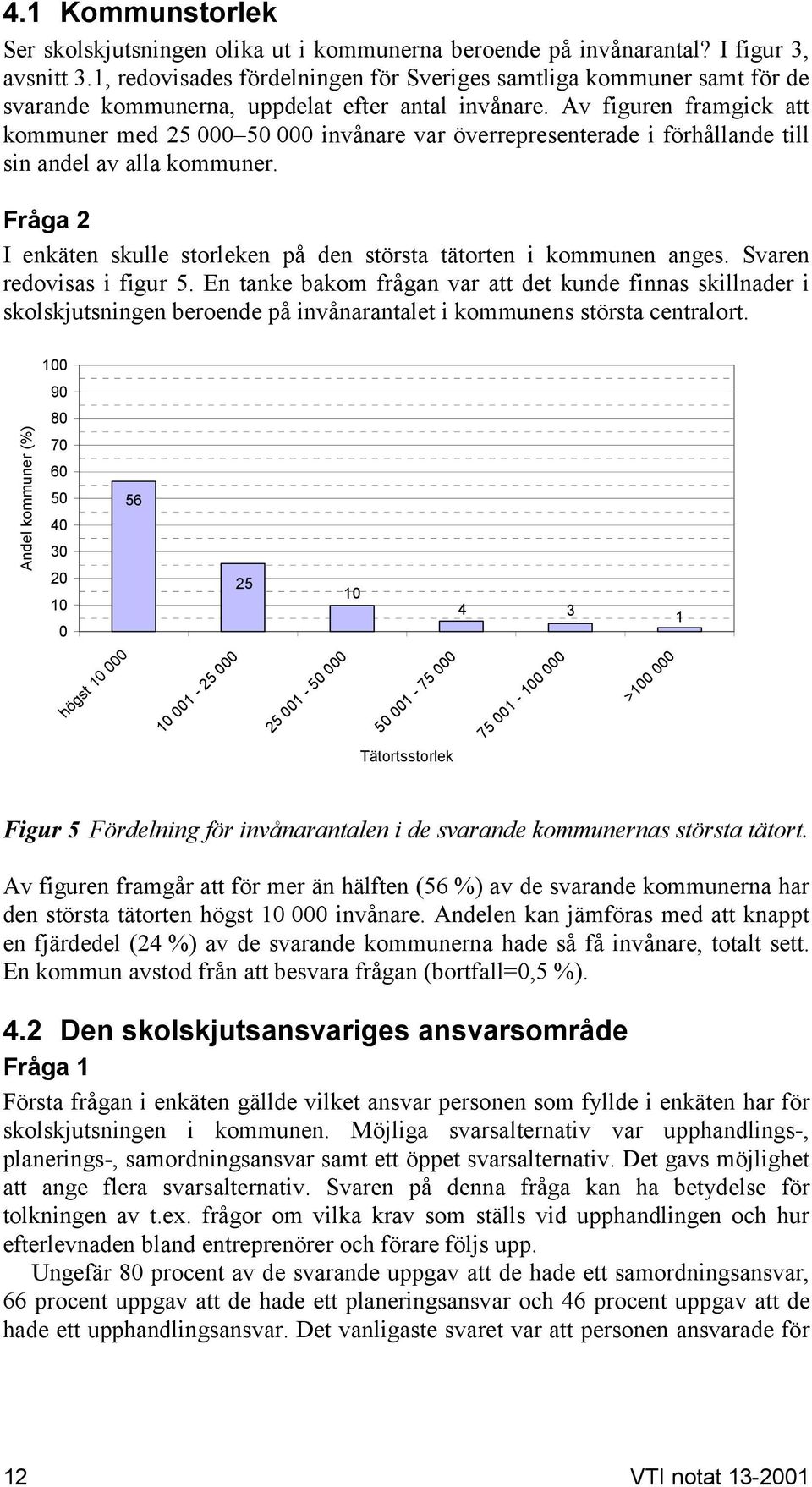 Av figuren framgick att kommuner med 25 000 50 000 invånare var överrepresenterade i förhållande till sin andel av alla kommuner.