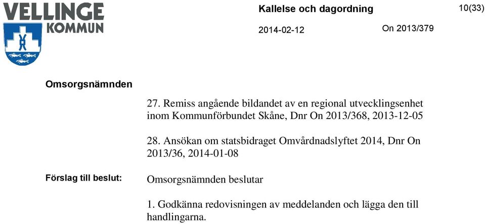 Kommunförbundet Skåne, Dnr On 2013/368, 2013-12-05 28.