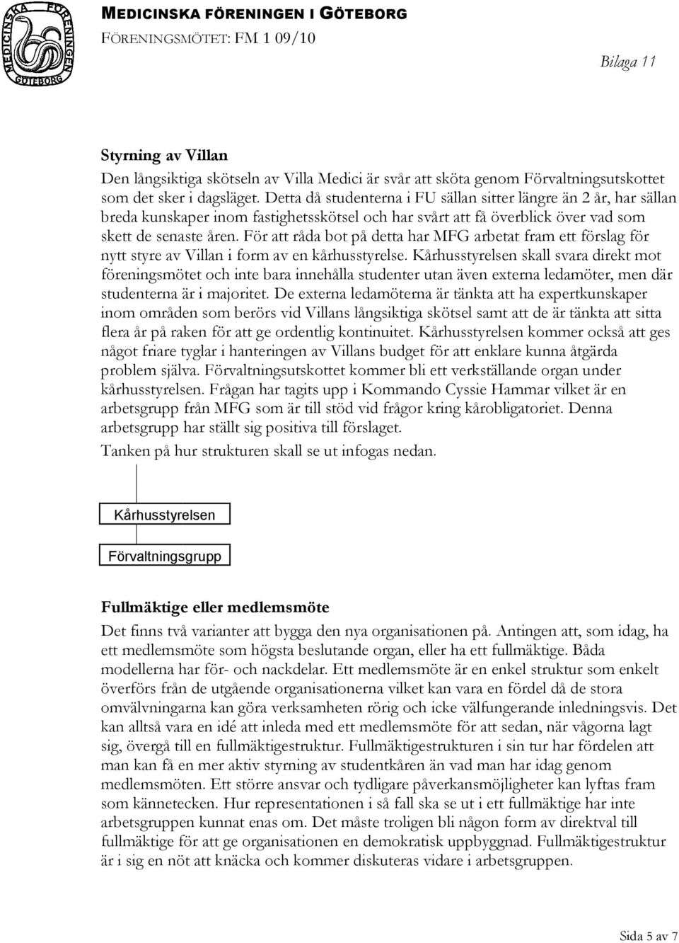 För att råda bot på detta har MFG arbetat fram ett förslag för nytt styre av Villan i form av en kårhusstyrelse.