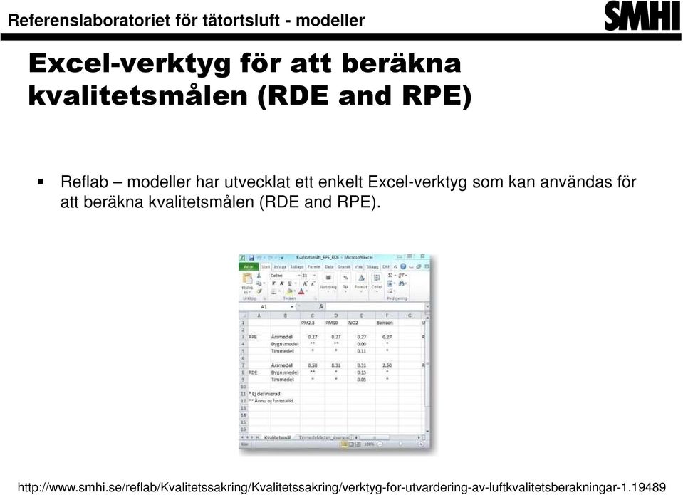 beräkna kvalitetsmålen (RDE and RPE). http://www.smhi.