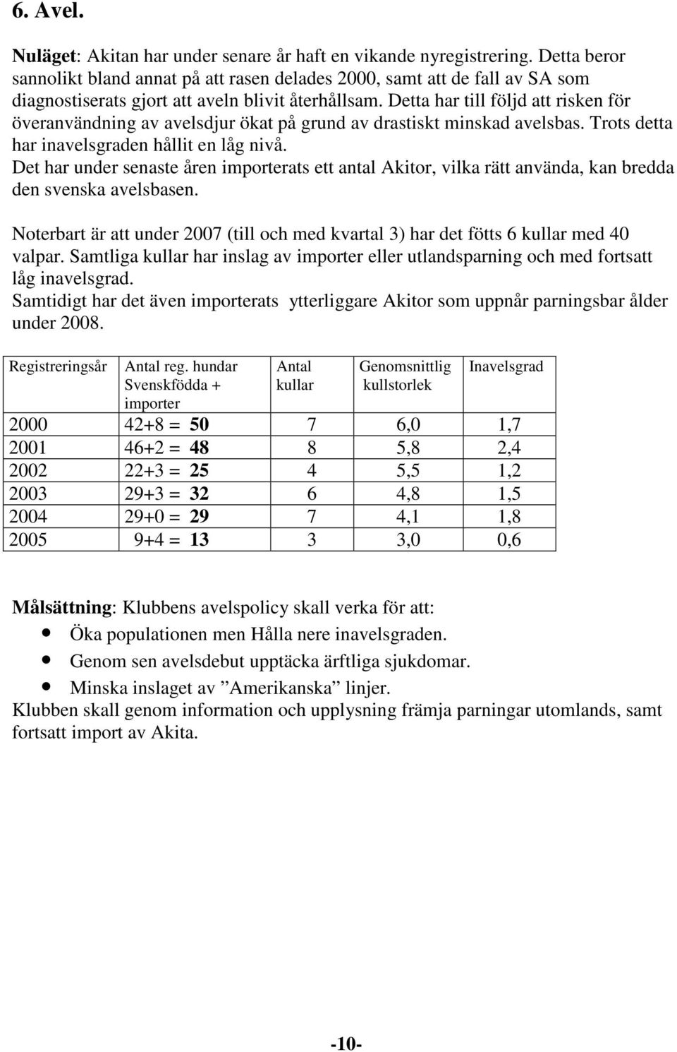 Detta har till följd att risken för överanvändning av avelsdjur ökat på grund av drastiskt minskad avelsbas. Trots detta har inavelsgraden hållit en låg nivå.