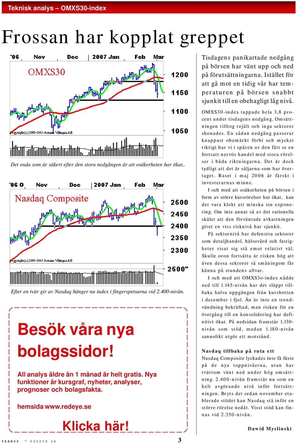 . Efter en tvär gir av Nasdaq hänger nu index i fingerspetsarna vid 2.400-nivån. Besök våra nya bolagssidor! All analys äldre än 1 månad är helt gratis.