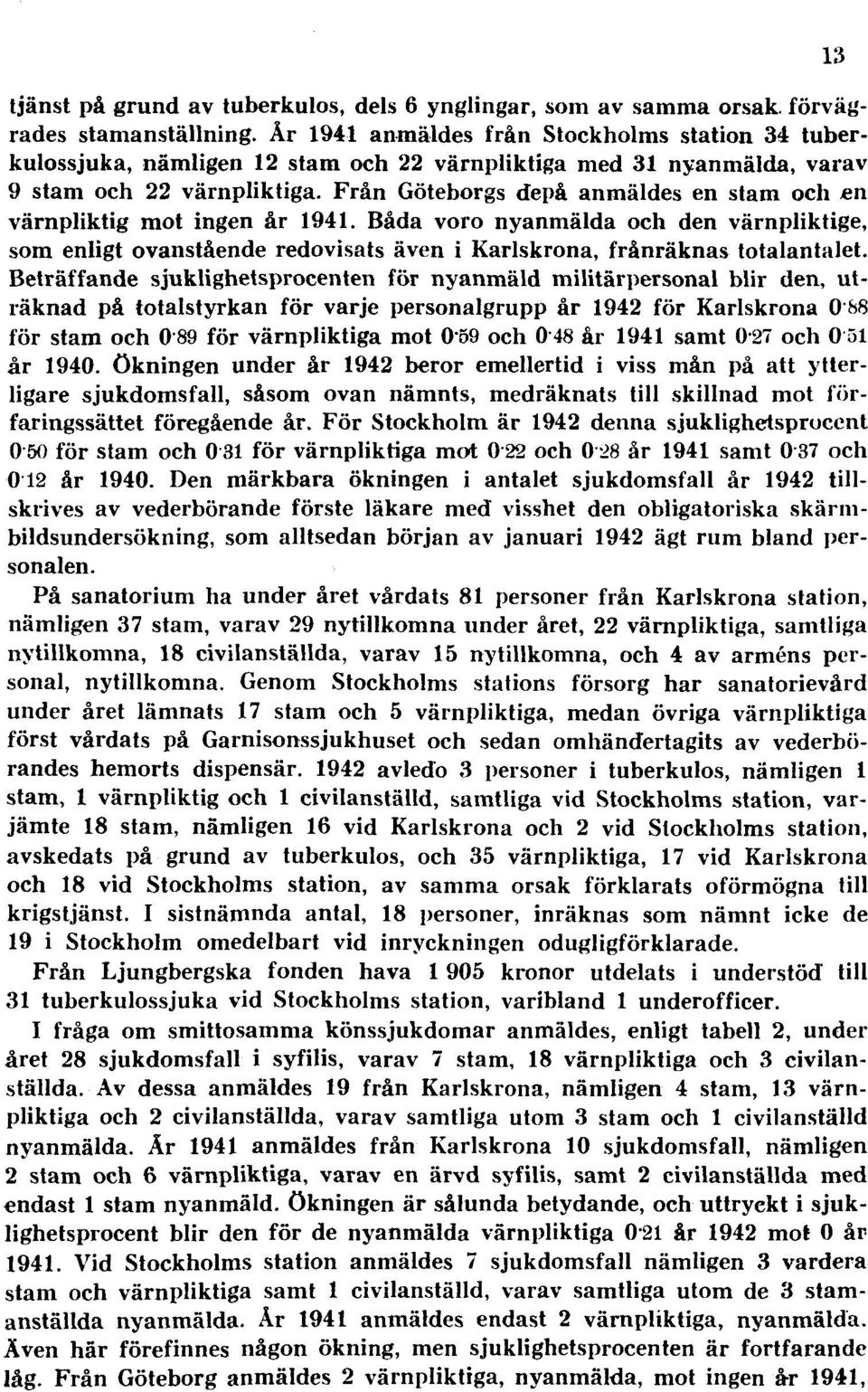 Från Göteborgs depå anmäldes en stam och en värnpliktig mot ingen år 1941. Båda voro nyanmälda och den värnpliktige, som enligt ovanstående redovisats även i Karlskrona, frånräknas totalantalet.
