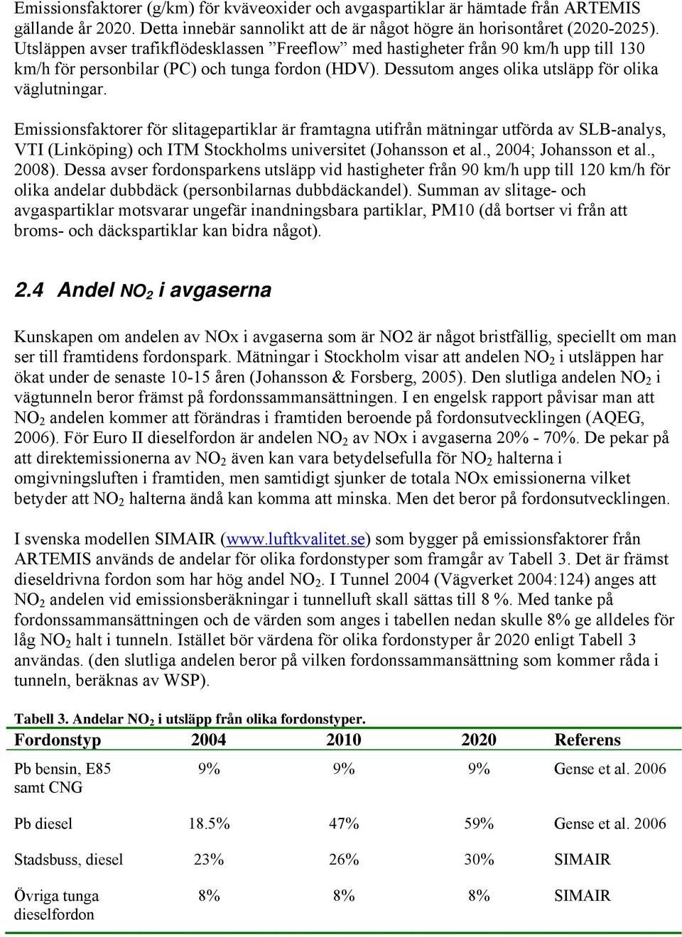 Emissionsfaktorer för slitagepartiklar är framtagna utifrån mätningar utförda av SLB-analys, VTI (Linköping) och ITM Stockholms universitet (Johansson et al., 2004; Johansson et al., 2008).