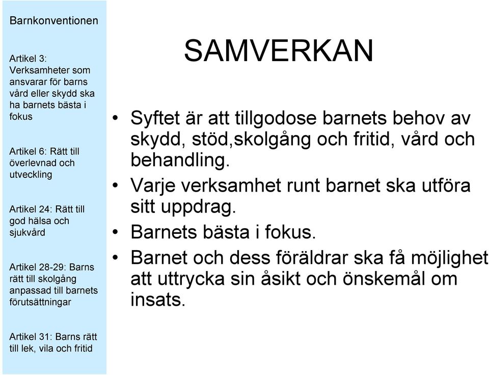 Varje verksamhet runt barnet ska utföra sitt uppdrag.