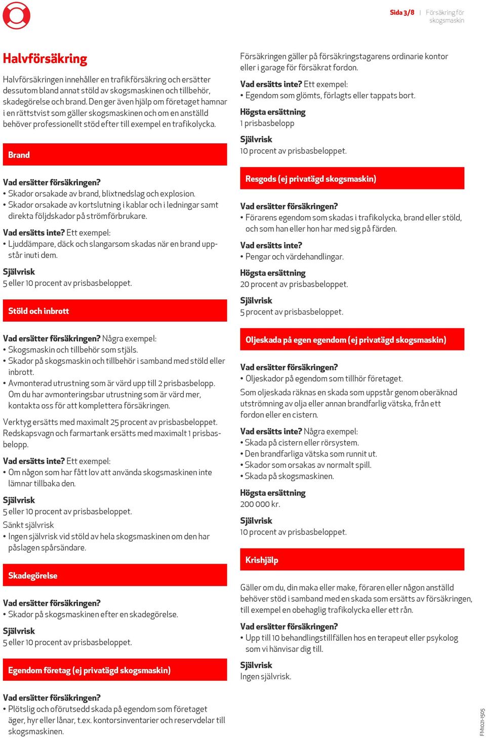 Brand Skador orsakade av brand, blixtnedslag och explosion. Skador orsakade av kortslutning i kablar och i ledningar samt direkta följdskador på strömförbrukare.