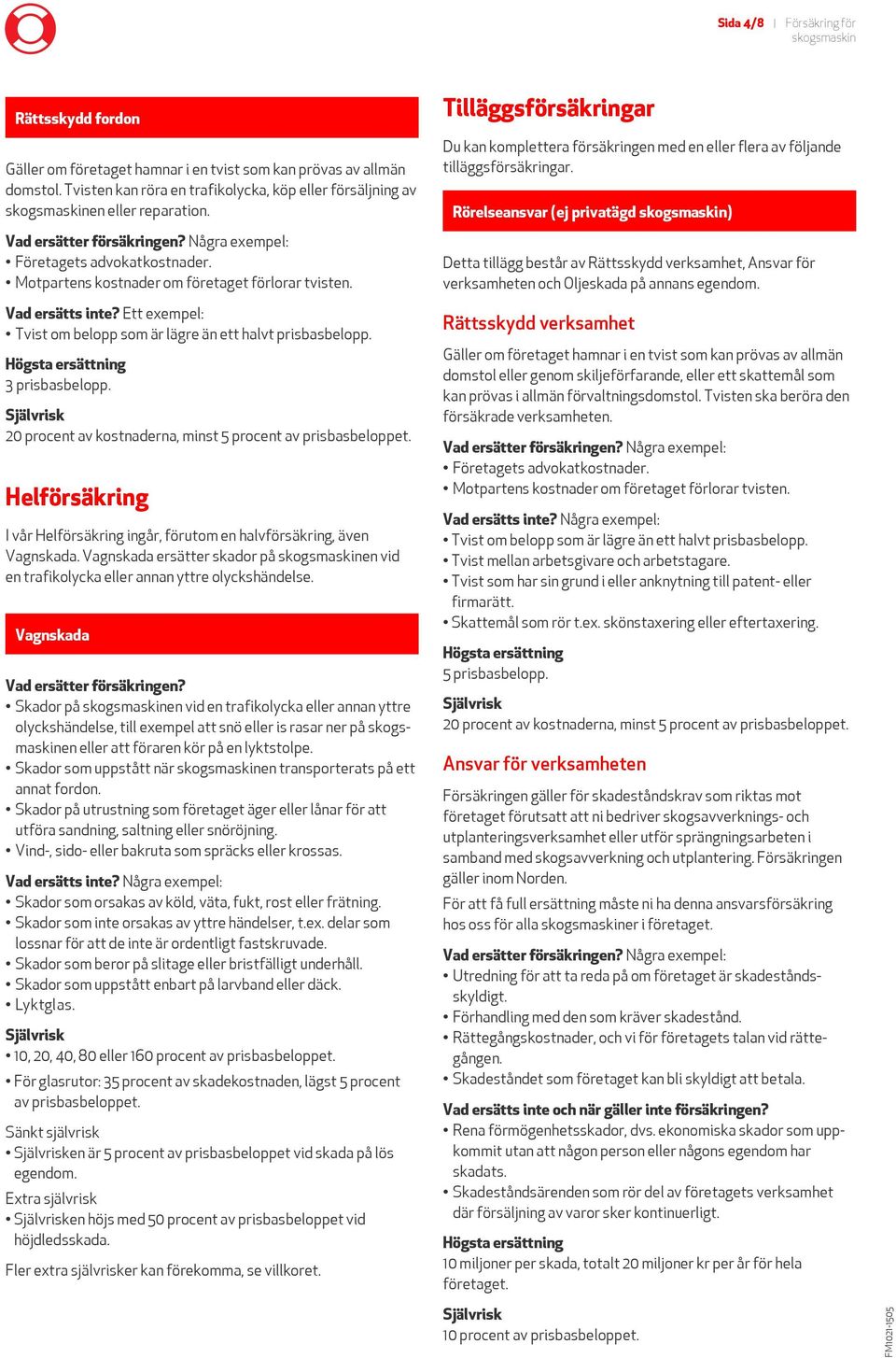 20 procent av kostnaderna, minst 5 procent av prisbasbeloppet. Helförsäkring I vår Helförsäkring ingår, förutom en halvförsäkring, även Vagnskada.
