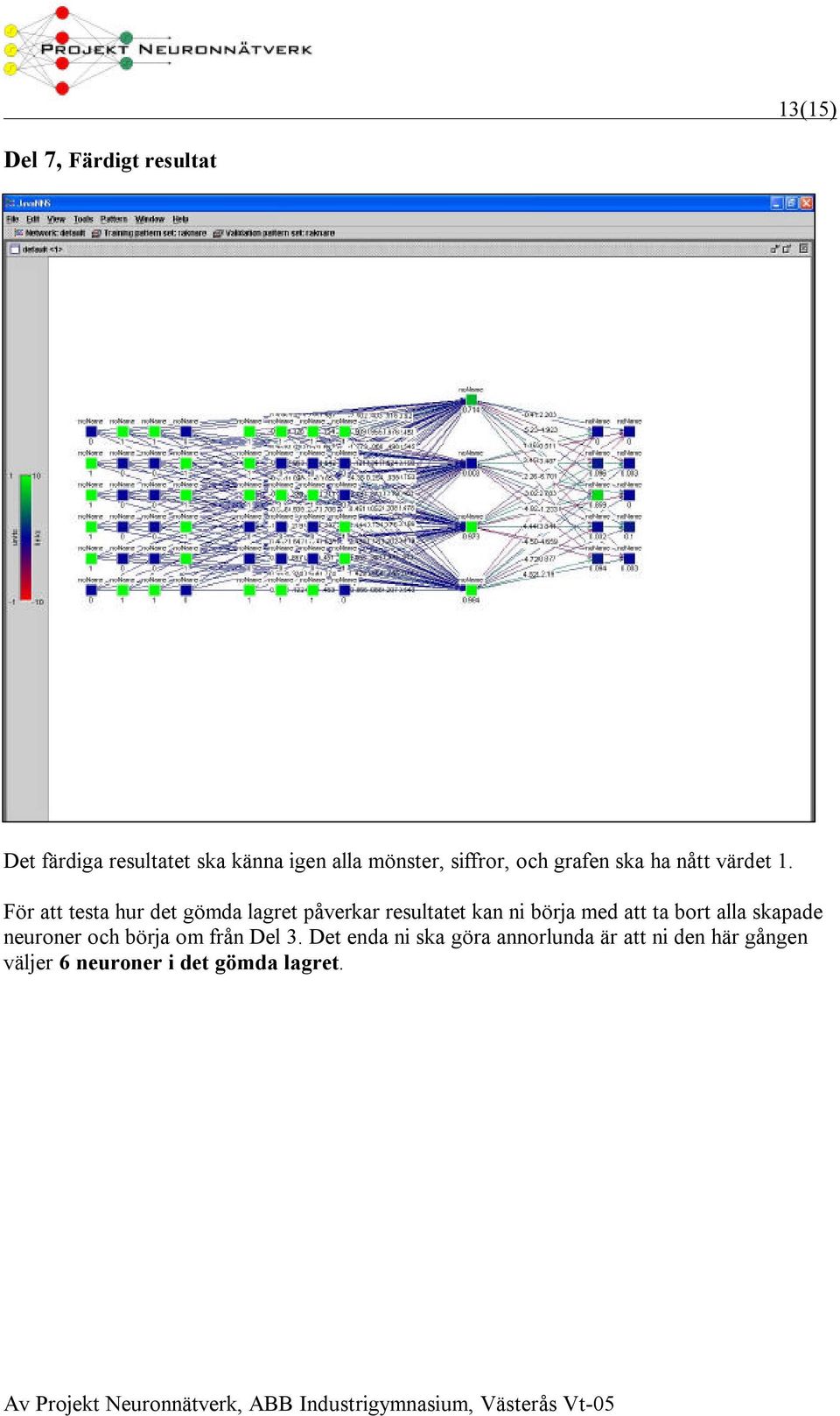 För att testa hur det gömda lagret påverkar resultatet kan ni börja med att ta bort