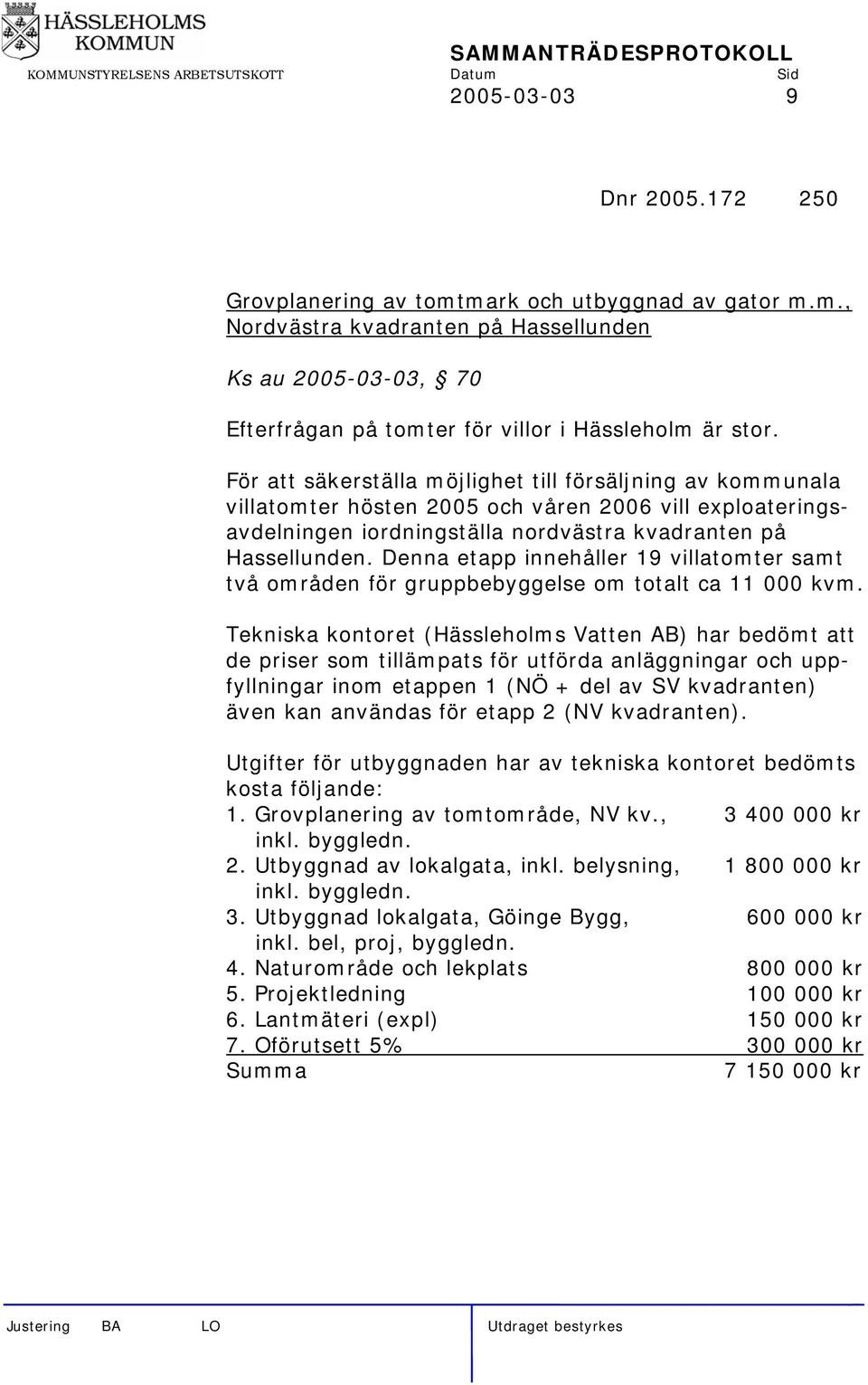 Denna etapp innehåller 19 villatomter samt två områden för gruppbebyggelse om totalt ca 11 000 kvm.