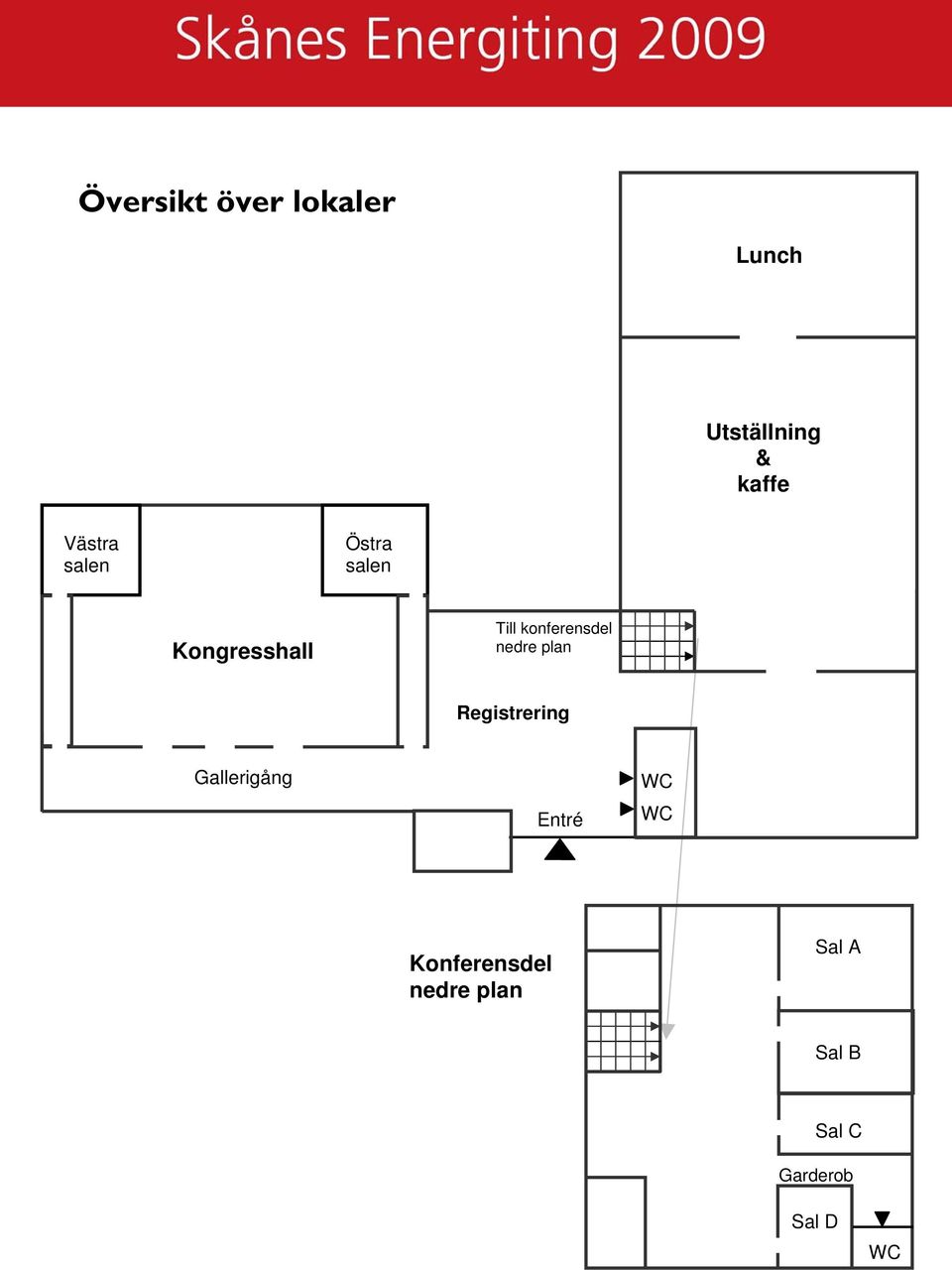 Kongresshall Till konferensdel nedre plan
