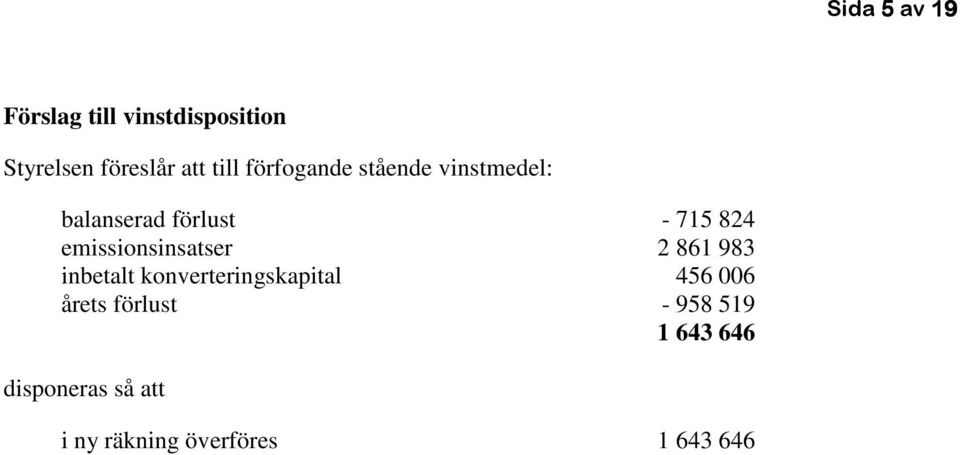 emissionsinsatser 2 861 983 inbetalt konverteringskapital 456 006