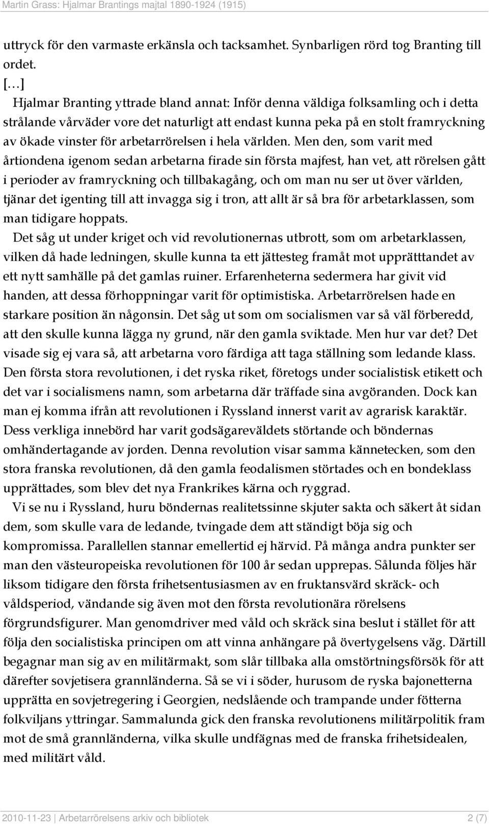 arbetarrörelsen i hela världen.