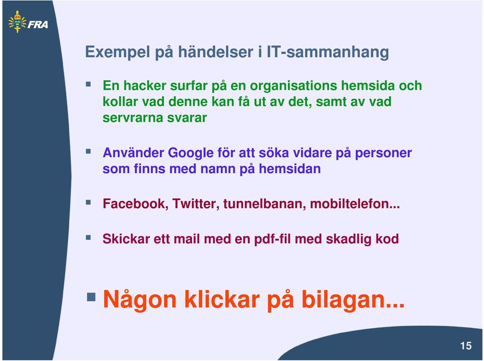 söka vidare på personer som finns med namn på hemsidan Facebook, Twitter, tunnelbanan,