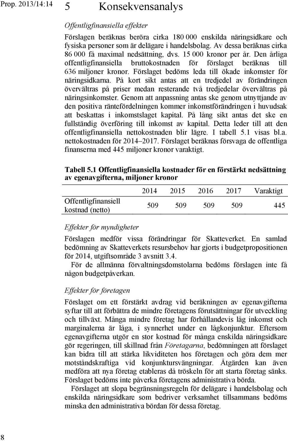 Förslaget bedöms leda till ökade inkomster för näringsidkarna.