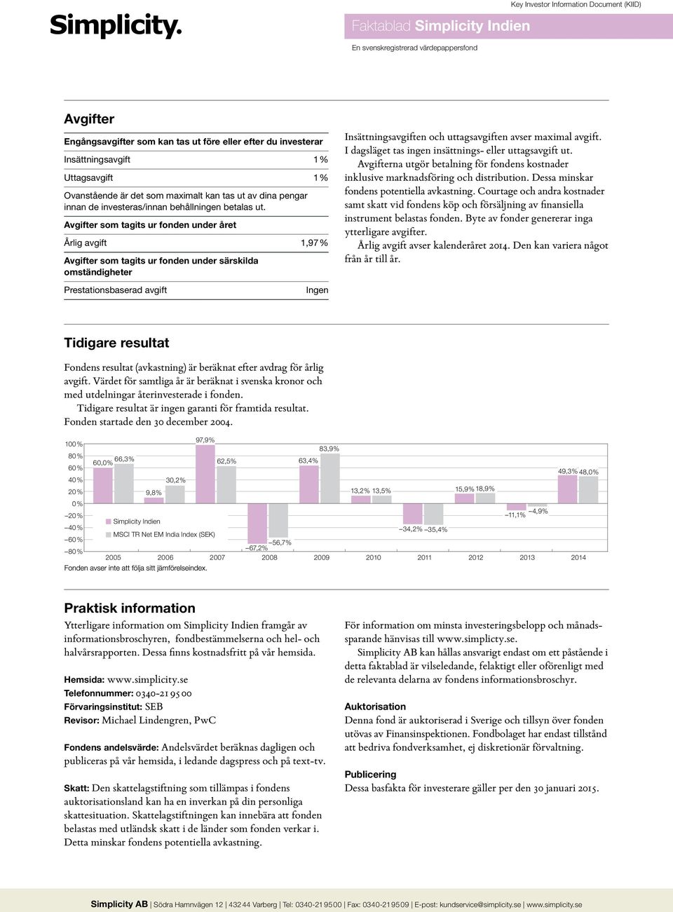 Avgifter som tagits ur fonden under året Årlig avgift 1,97 % Avgifter som tagits ur fonden under särskilda omständigheter Insättningsavgiften och uttagsavgiften avser maximal avgift.