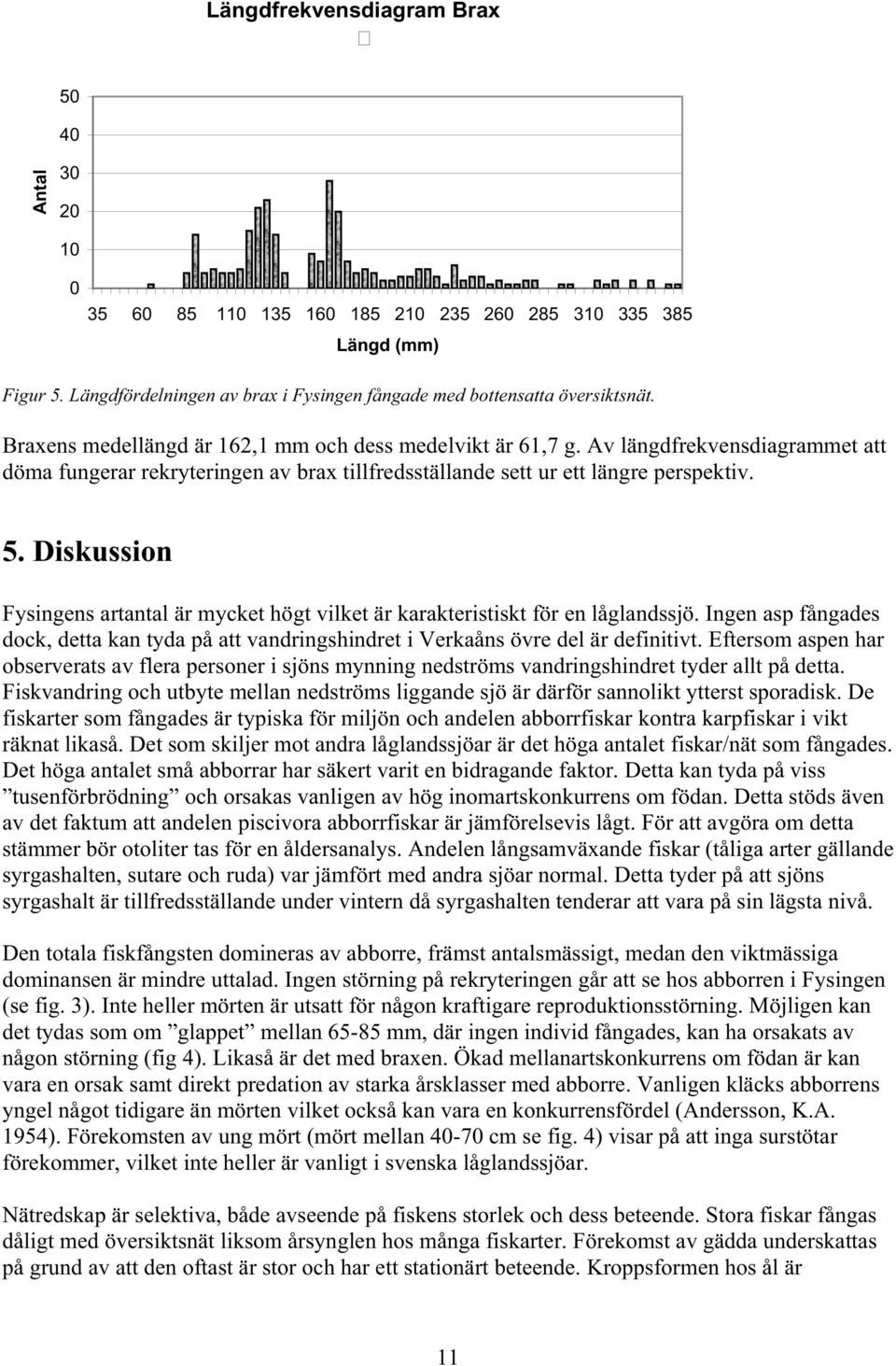 Diskussion Fysingens artantal är mycket högt vilket är karakteristiskt för en låglandssjö. Ingen asp fångades dock, detta kan tyda på att vandringshindret i Verkaåns övre del är definitivt.