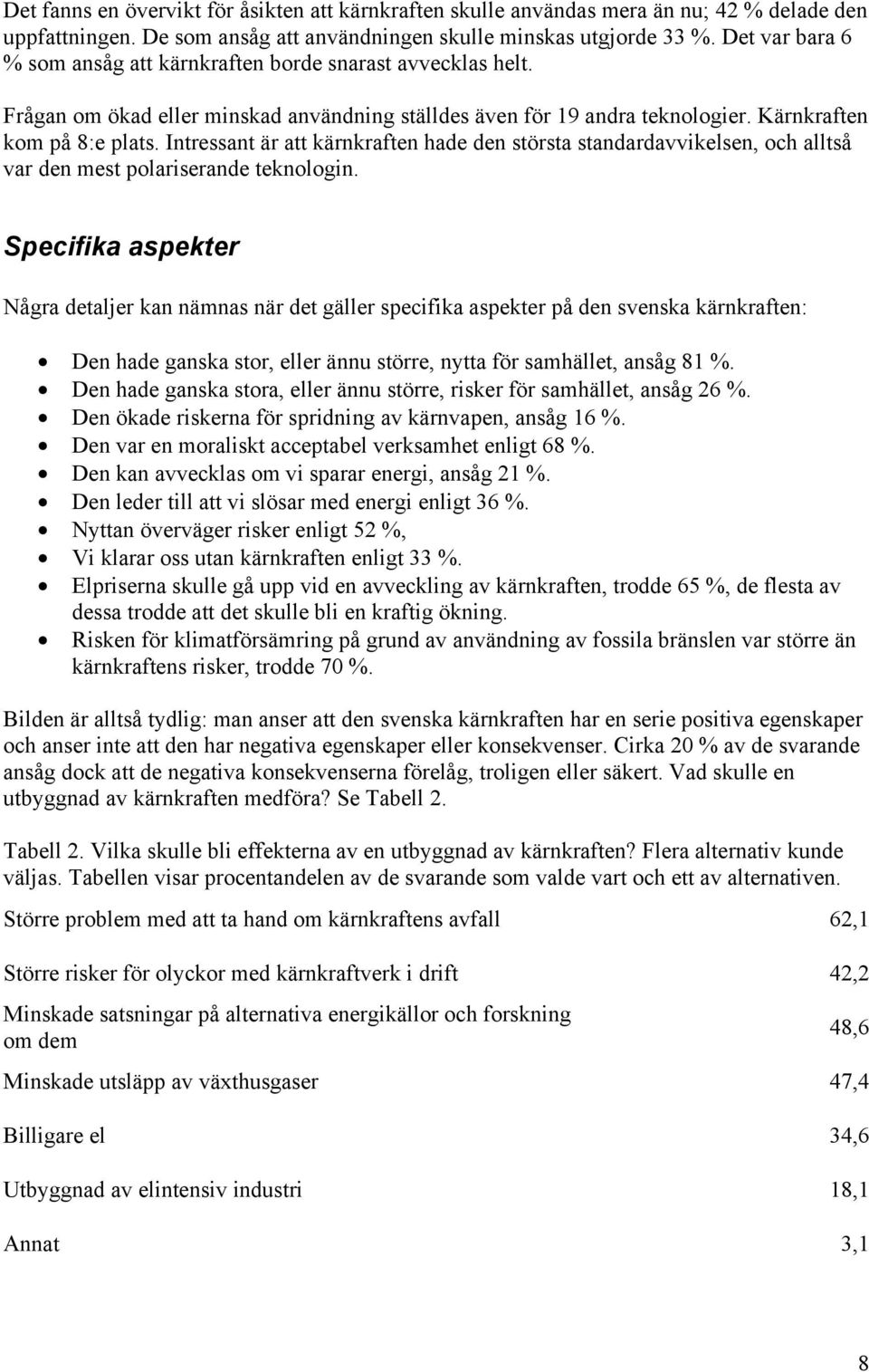 Intressant är att kärnkraften hade den största standardavvikelsen, och alltså var den mest polariserande teknologin.