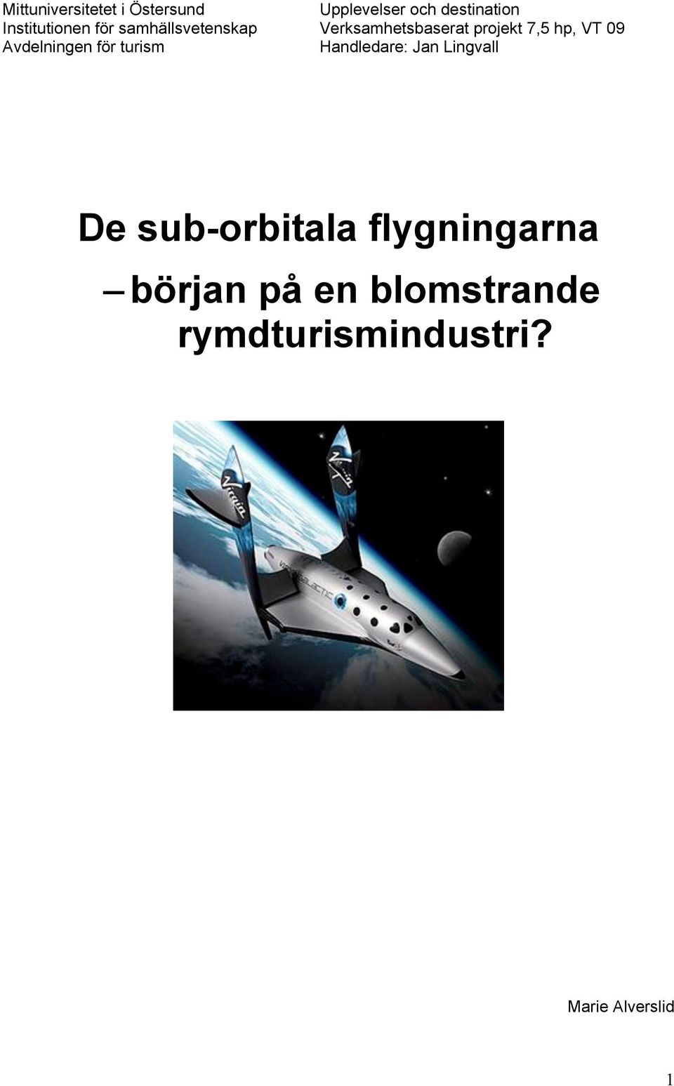 hp, VT 09 Avdelningen för turism Handledare: Jan Lingvall De