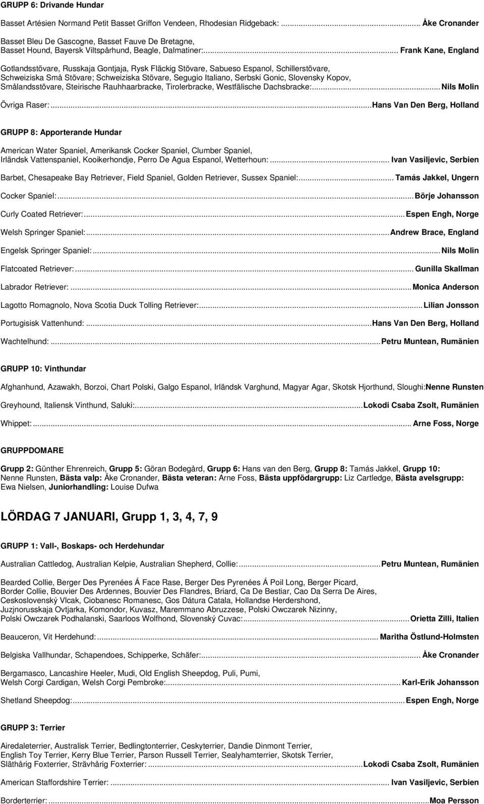 .. Frank Kane, England Gotlandsstövare, Russkaja Gontjaja, Rysk Fläckig Stövare, Sabueso Espanol, Schillerstövare, Schweiziska Små Stövare; Schweiziska Stövare, Segugio Italiano, Serbski Gonic,