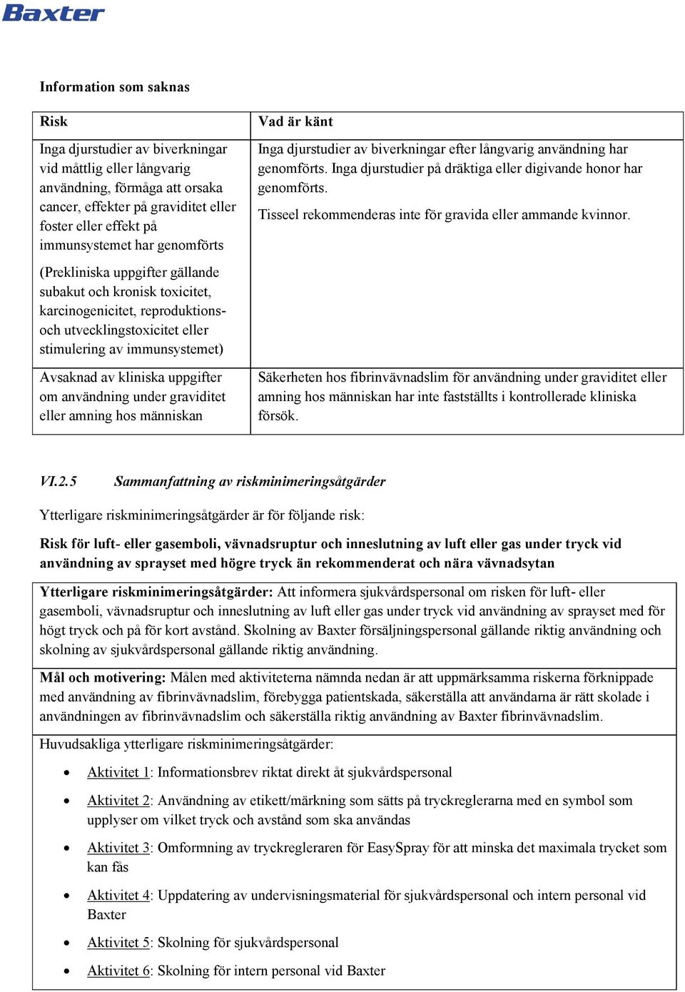 användning under graviditet eller amning hos människan Vad är känt Inga djurstudier av biverkningar efter långvarig användning har genomförts.