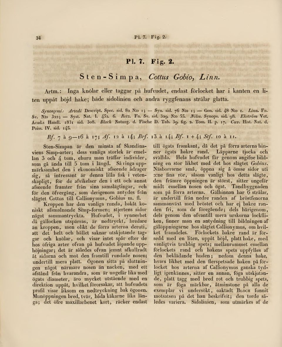 sid. 76 N:o 1; Gen. sid. 48 N:o 1. Linn. Fn. Sv. N:o 322; Syst. Nal. I. Ifii. 6. Rctz. Fn. Sv. sid. 329. N:o 55. Nilss. Synops. sid. 98. EkströmVet. Acad.s Handl. ib3i sid. 308. Bloch JNMurg. d.