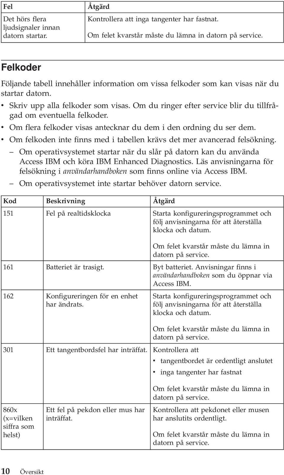 Om du ringer efter service blir du tillfrågad om eventuella felkoder. v Om flera felkoder visas antecknar du dem i den ordning du ser dem.