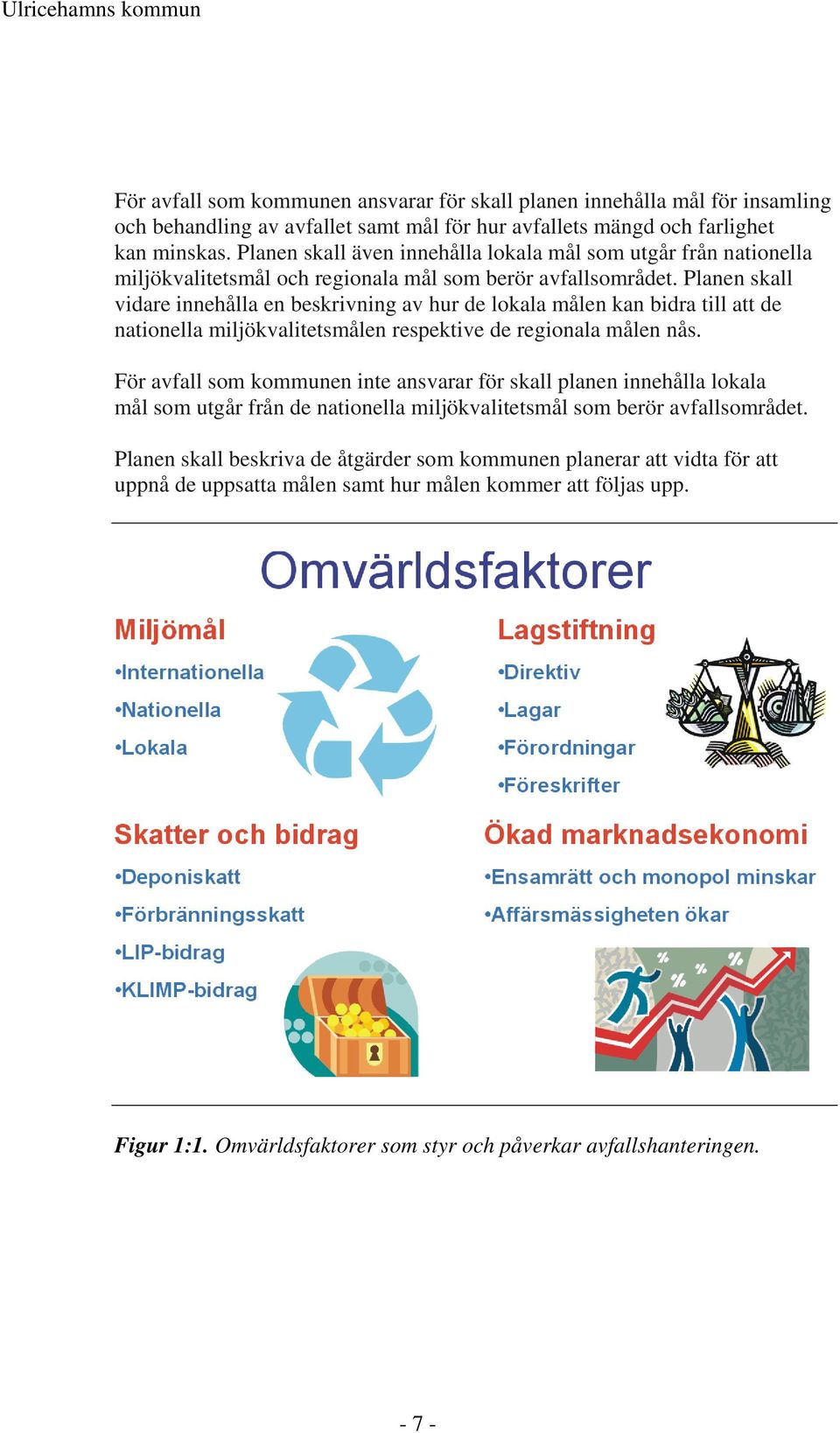 Planen skall vidare innehålla en beskrivning av hur de lokala målen kan bidra till att de nationella miljökvalitetsmålen respektive de regionala målen nås.