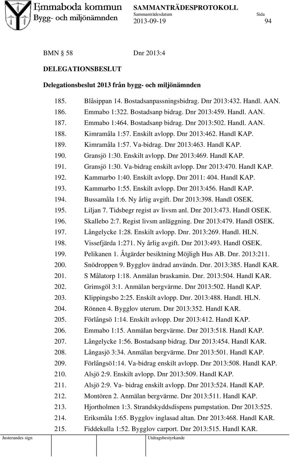 Dnr 2013:463. Handl KAP. 190. Gransjö 1:30. Enskilt avlopp. Dnr 2013:469. Handl KAP. 191. Gransjö 1:30. Va-bidrag enskilt avlopp. Dnr 2013:470. Handl KAP. 192. Kammarbo 1:40. Enskilt avlopp. Dnr 2011: 404.