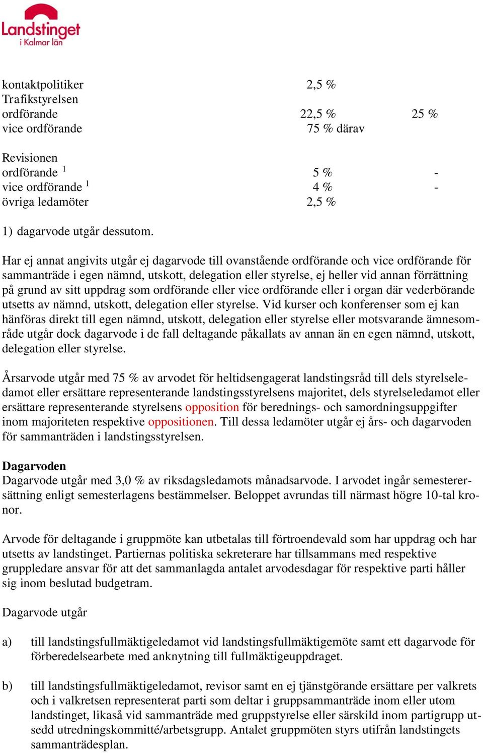 sitt uppdrag som ordförande eller vice ordförande eller i organ där vederbörande utsetts av nämnd, utskott, delegation eller styrelse.