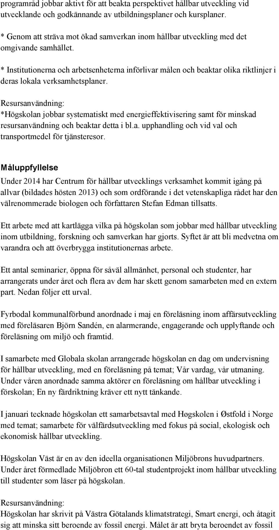 Redovisning av miljöledningsarbetet 2014 Högskolan Väst - PDF Free Download