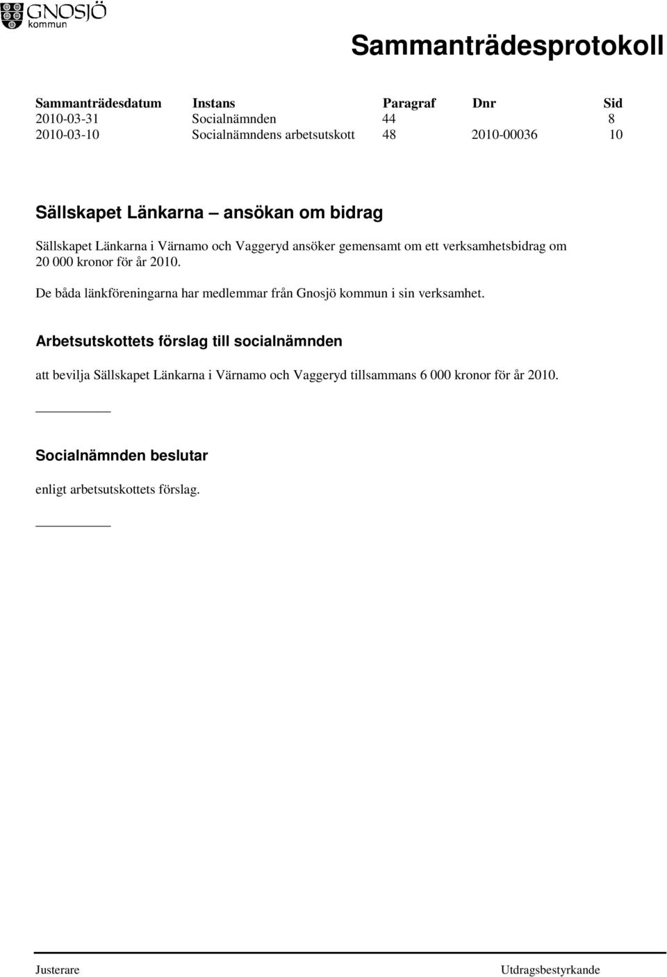 De båda länkföreningarna har medlemmar från Gnosjö kommun i sin verksamhet.