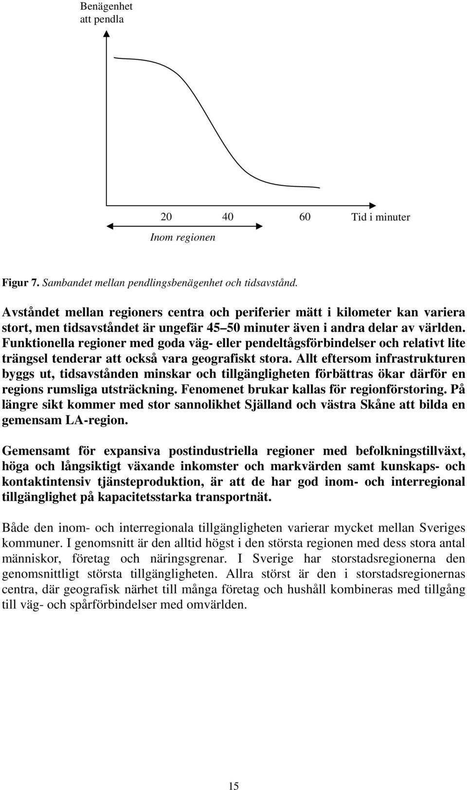 Funktionella regioner med goda väg- eller pendeltågsförbindelser och relativt lite trängsel tenderar att också vara geografiskt stora.