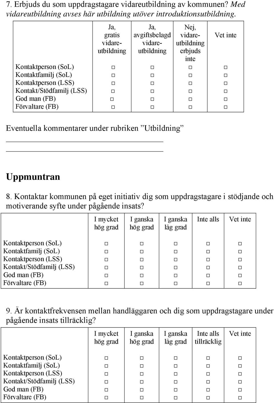 , gratis vidareutbildning, avgiftsbelagd vidareutbildning Eventuella kommentarer under rubriken Utbildning, vidareutbildning