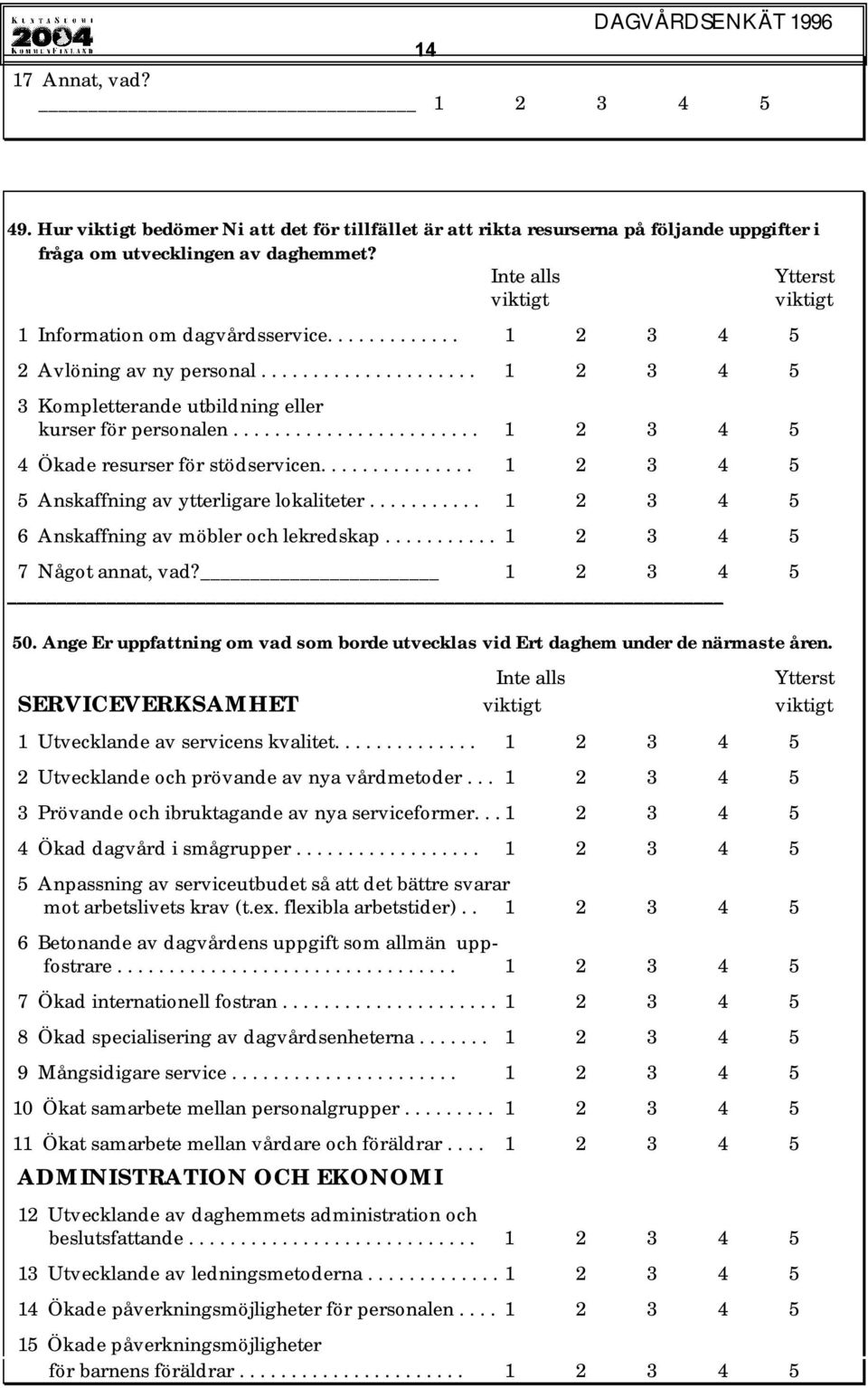 ....................... 1 2 3 4 5 4 Ökade resurser för stödservicen............... 1 2 3 4 5 5 Anskaffning av ytterligare lokaliteter........... 1 2 3 4 5 6 Anskaffning av möbler och lekredskap.