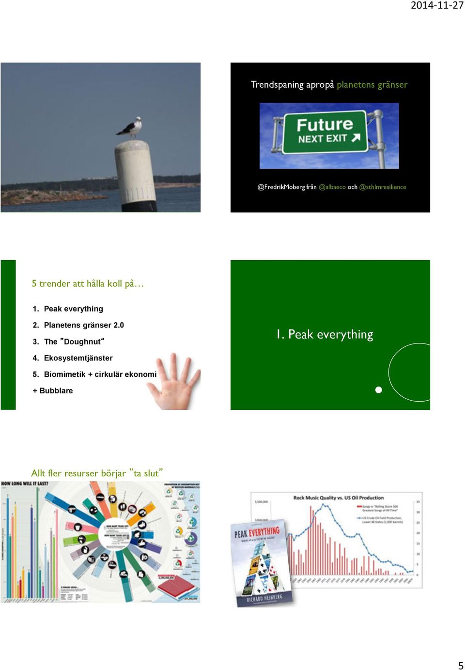 Planetens gränser 2.0 3. The Doughnut 1. Peak everything 4.