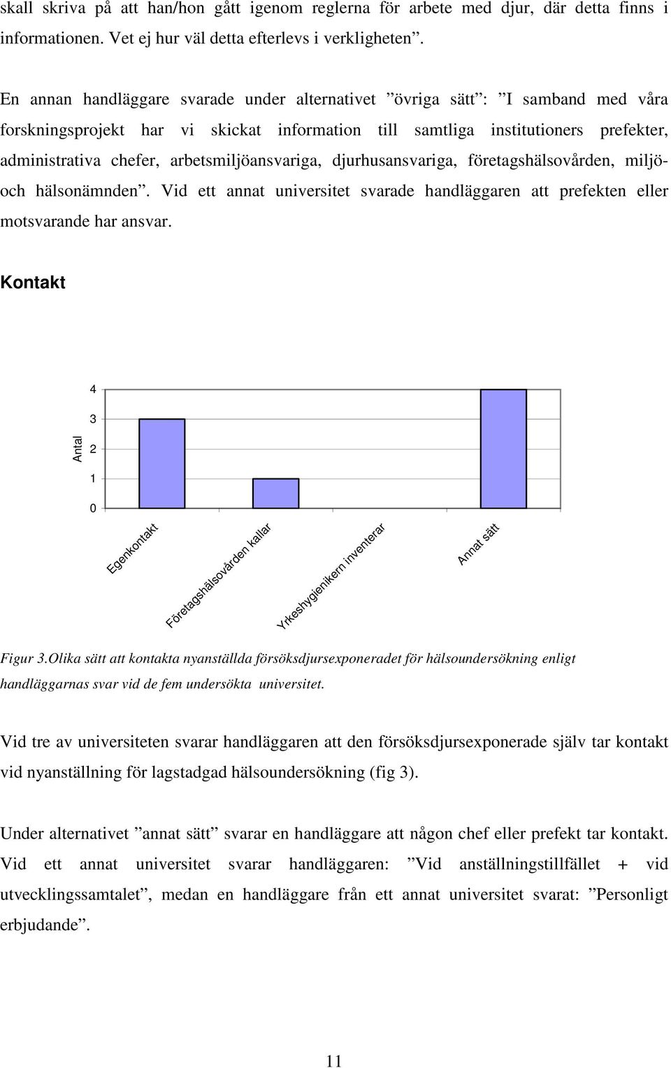 arbetsmiljöansvariga, djurhusansvariga, företagshälsovården, miljöoch hälsonämnden. Vid ett annat universitet svarade handläggaren att prefekten eller motsvarande har ansvar.
