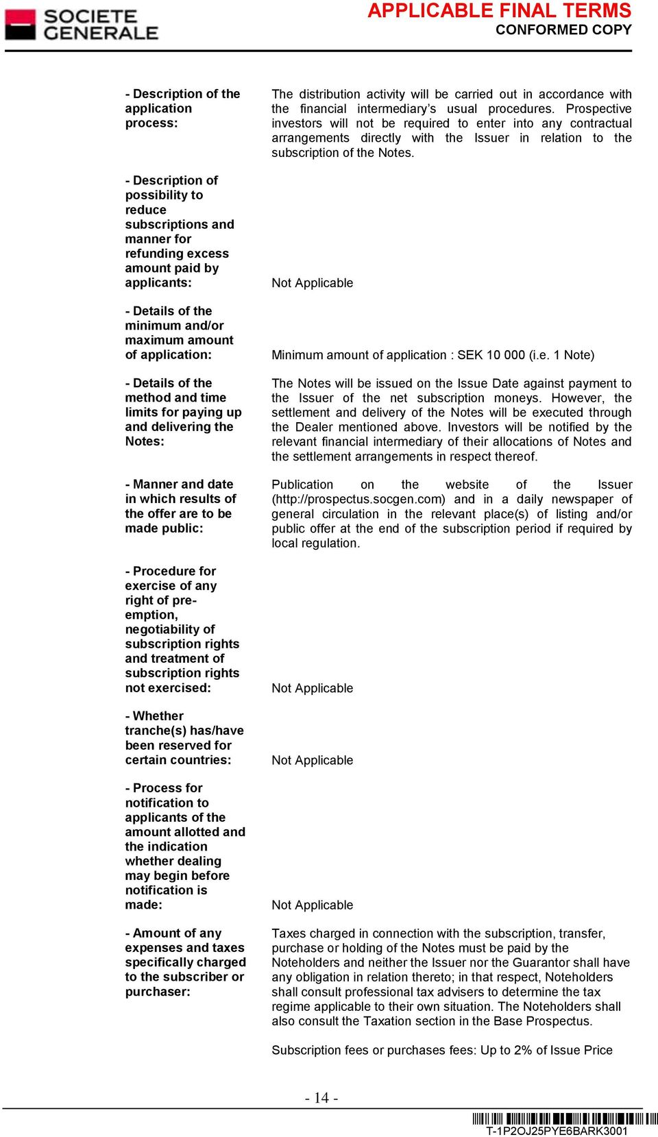 of any right of preemption, negotiability of subscription rights and treatment of subscription rights not exercised: - Whether tranche(s) has/have been reserved for certain countries: - Process for