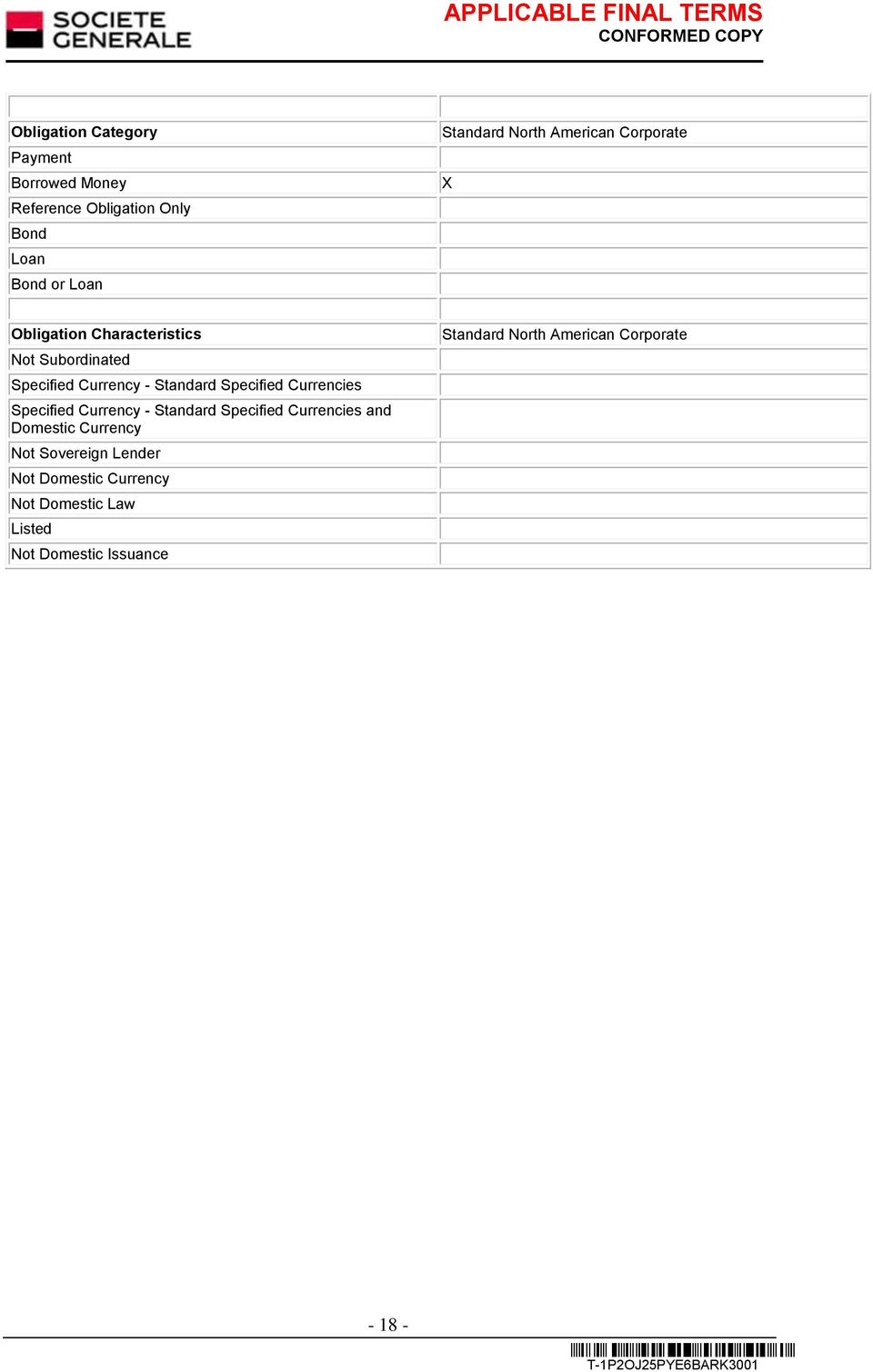 Currencies Specified Currency - Standard Specified Currencies and Domestic Currency Not Sovereign Lender