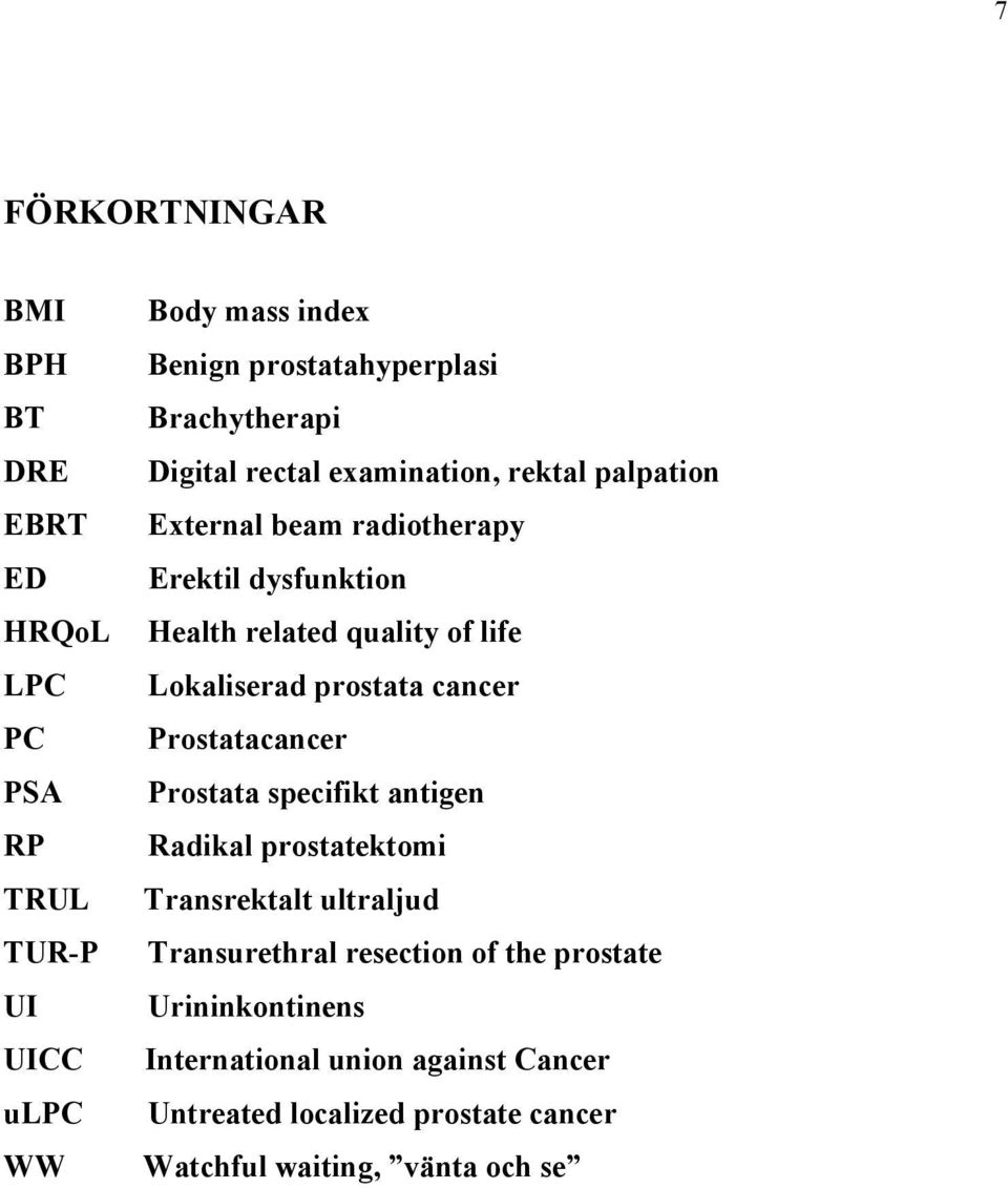 life Lokaliserad prostata cancer Prostatacancer Prostata specifikt antigen Radikal prostatektomi Transrektalt ultraljud Transurethral