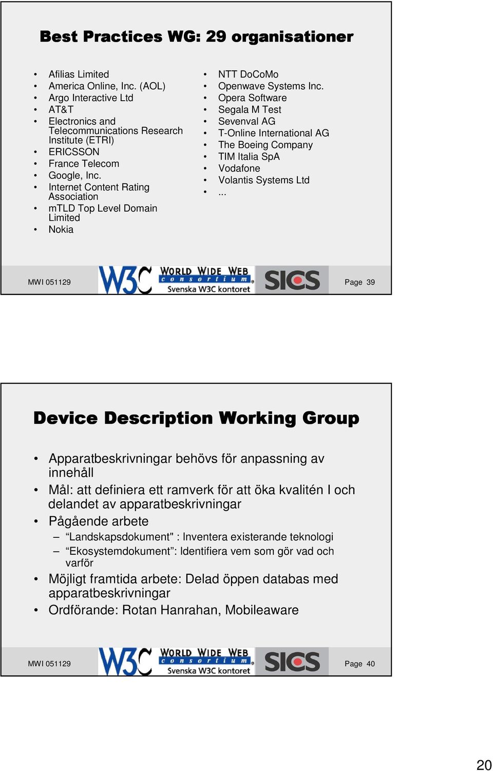 Opera Software Segala M Test Sevenval AG T-Online International AG The Boeing Company TIM Italia SpA Vodafone Volantis Systems Ltd... MWI 051129 Page 39 2"2"?