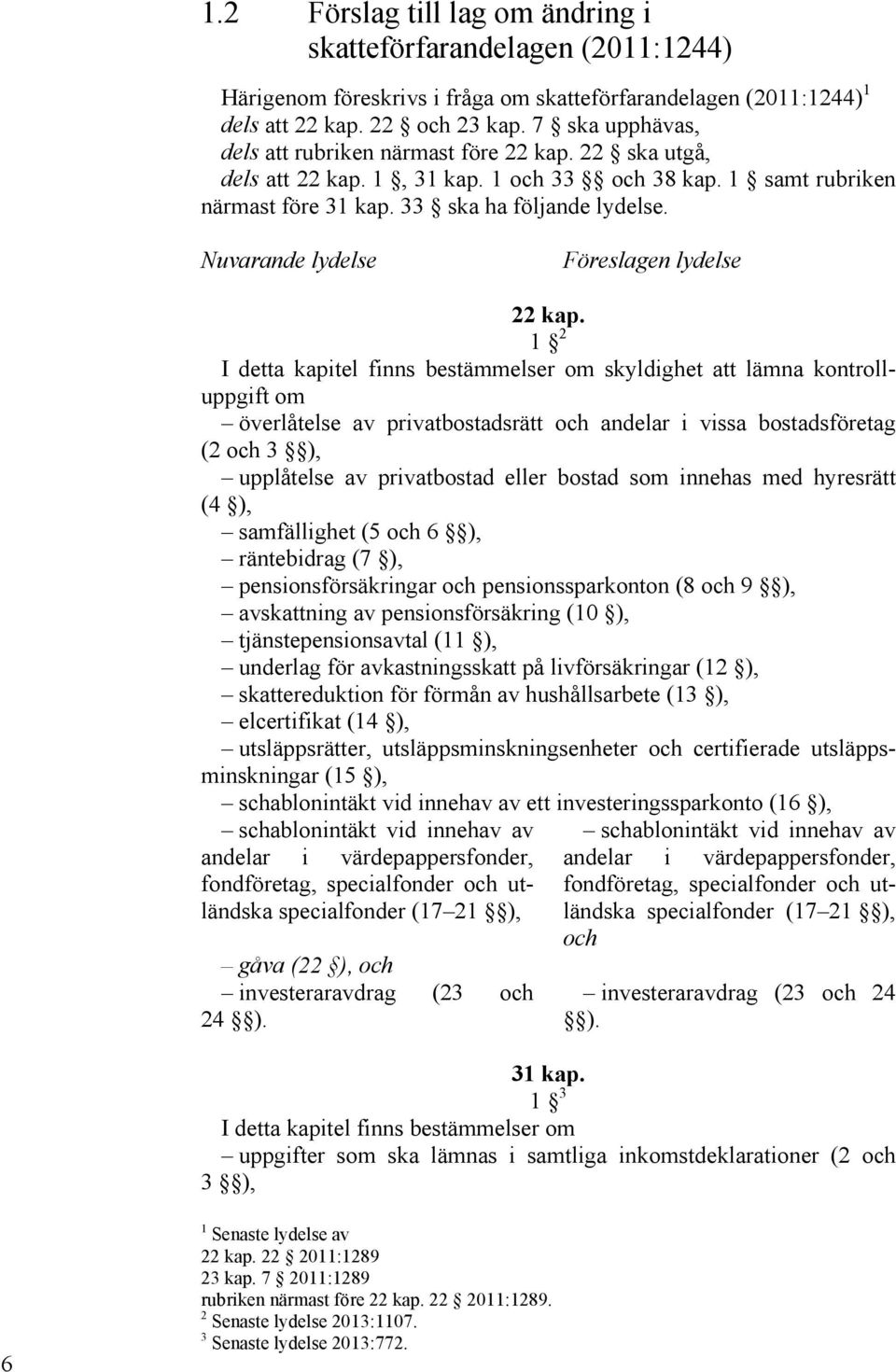 Nuvarande lydelse Föreslagen lydelse 22 kap.