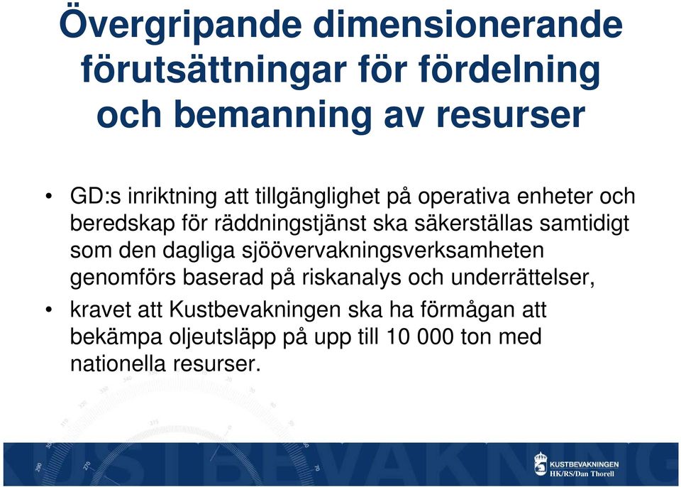 som den dagliga sjöövervakningsverksamheten genomförs baserad på riskanalys och underrättelser, kravet