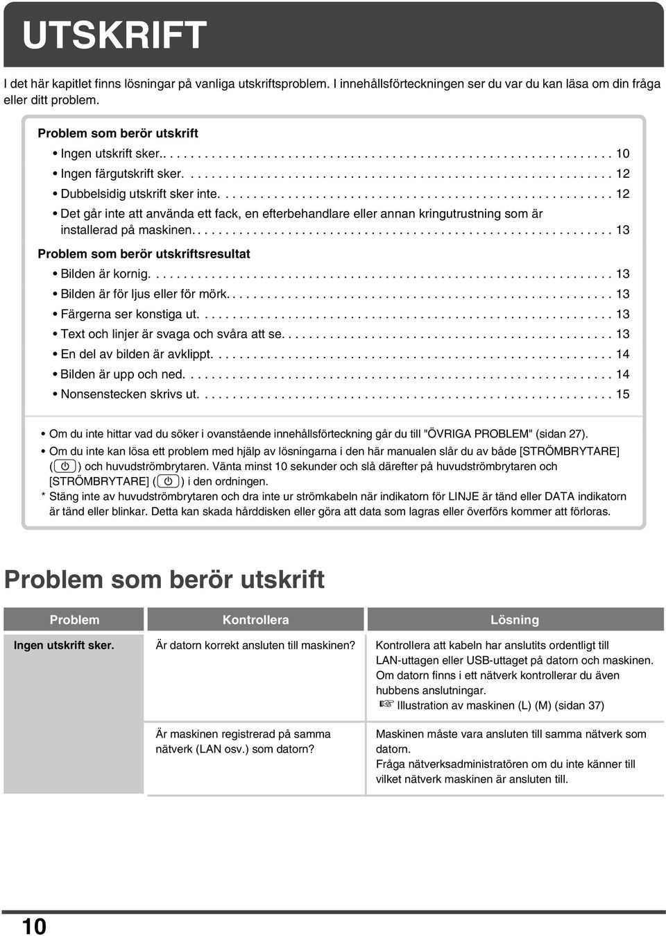 ........................................................ 12 Det går inte att använda ett fack, en efterbehandlare eller annan kringutrustning som är installerad på maskinen.