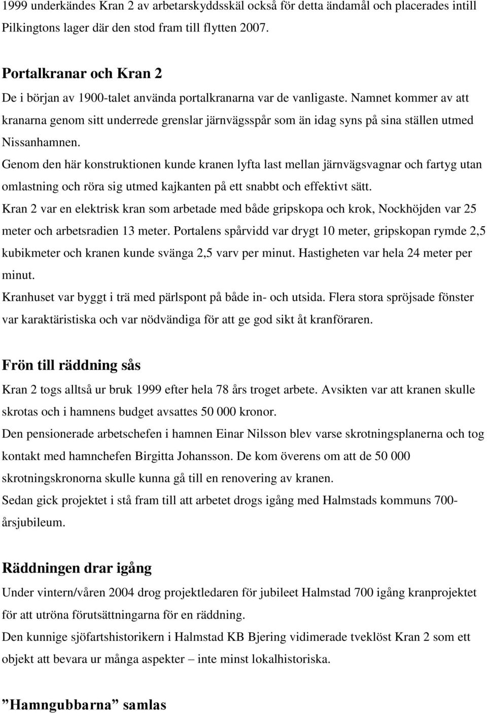 Kran 2 i Halmstads hamn - PDF Gratis nedladdning