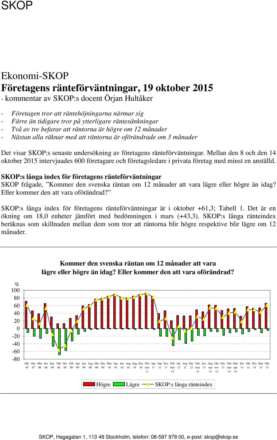 Mellan den 8 och den oktober intervjuades företagare och företagsledare i privata företag med minst en anställd.